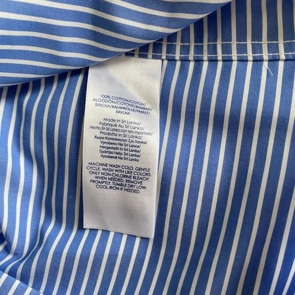 CHAPS no iron button down shirt, petite medium, slimming fit, striped (NWT) - Picture 12 of 15